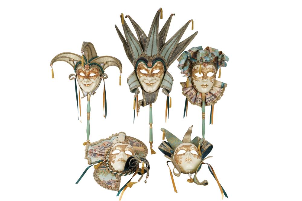 FIVE VENETIAN CARNEVALE STYLE MASKSeach 335cda