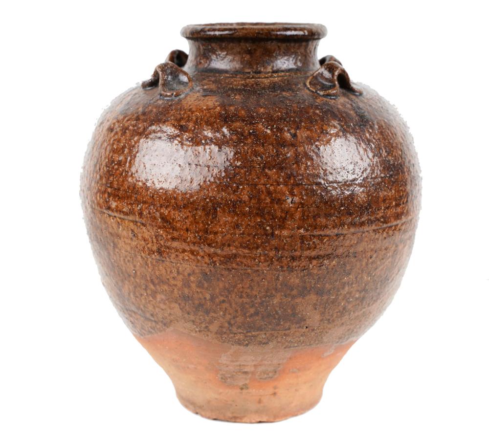 CHINESE BROWN GLAZED EARTHENWARE