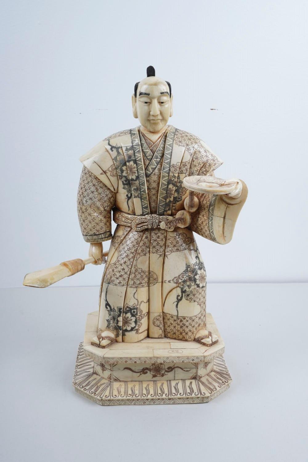 BONE-VENEERED SAMURAI FIGURE15 1/2 inches