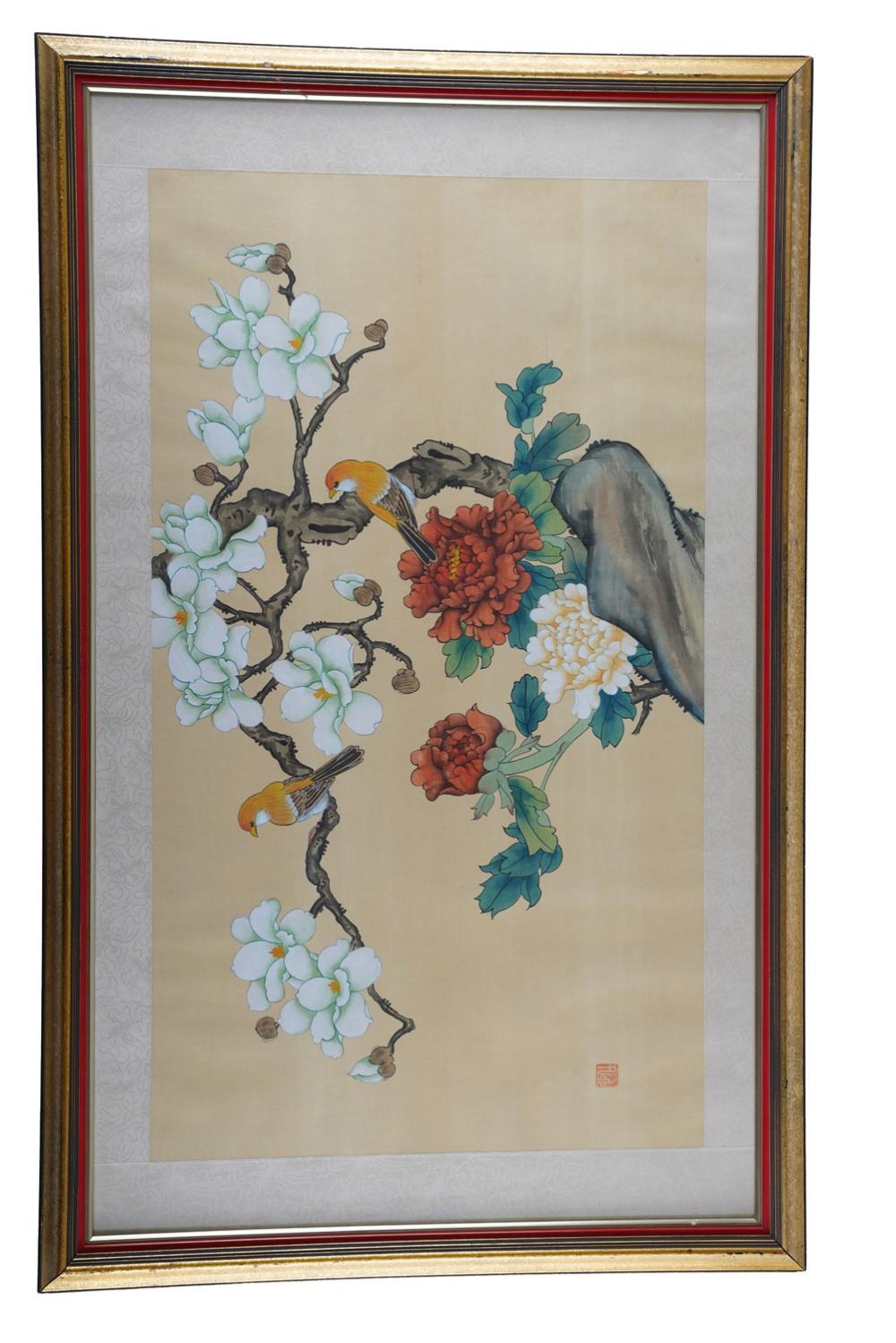 CHINESE FLORAL LANDSCAPE WITH BIRD35