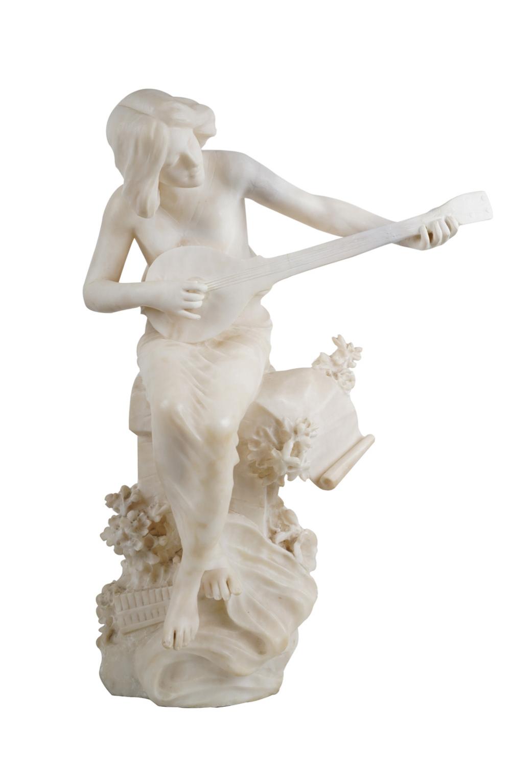 WOMAN WITH A MANDOLINalabaster figure