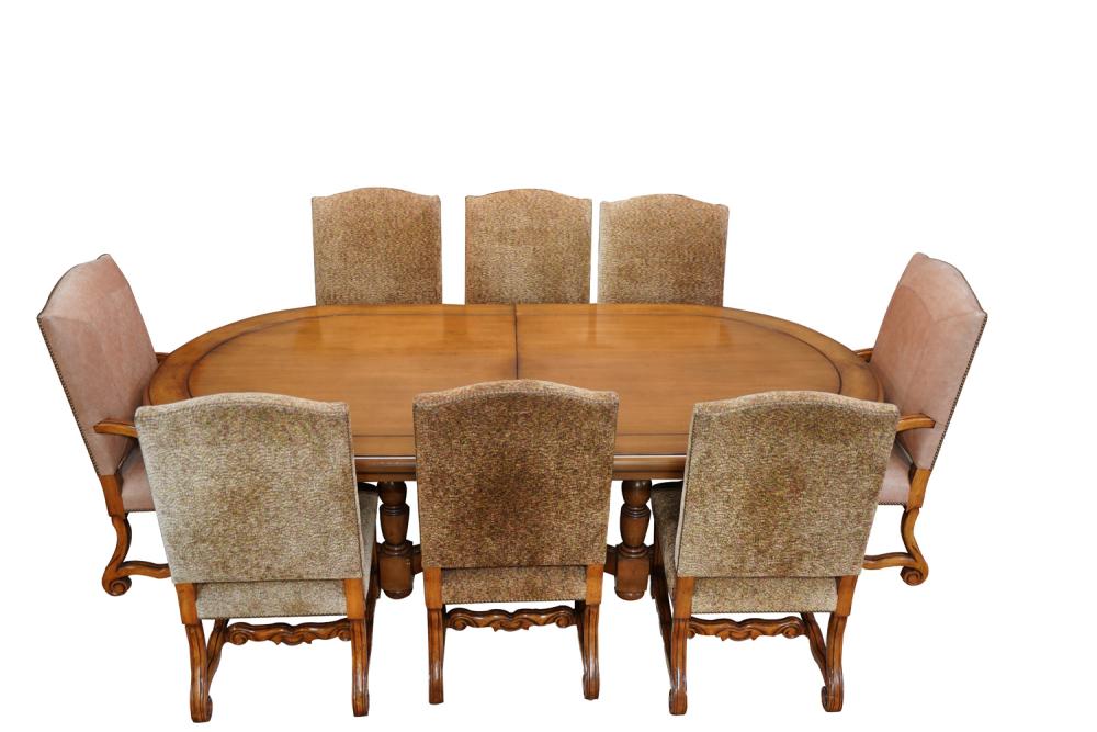 OVAL DINING TABLE & EIGHT CHAIRSwalnut