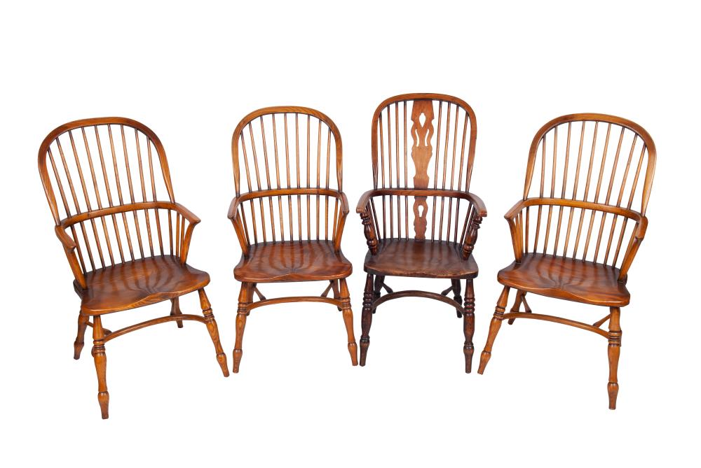 FOUR ASSORTED ENGLISH WINDSOR ARMCHAIRSthree 335e37