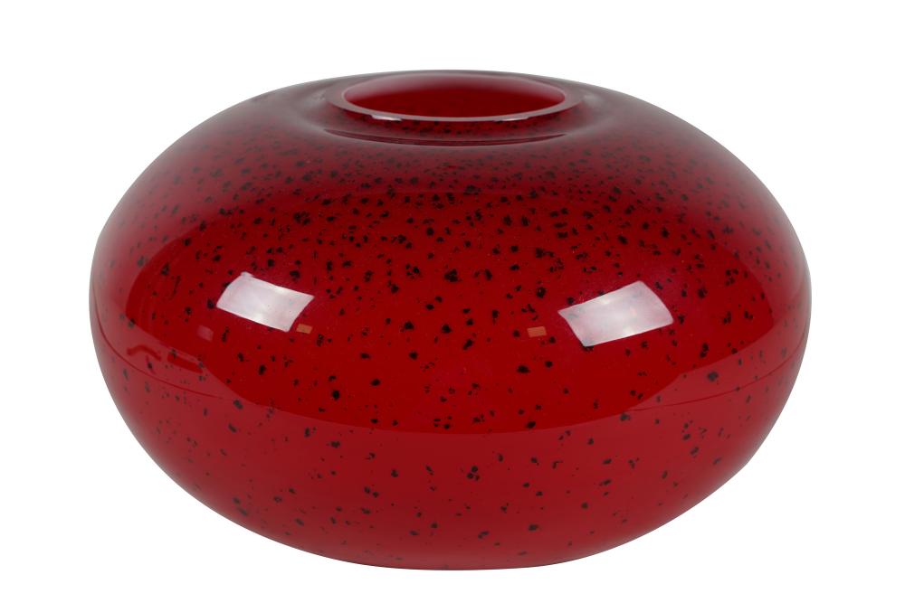 RED & BLACK ART GLASS BOWL12 inches