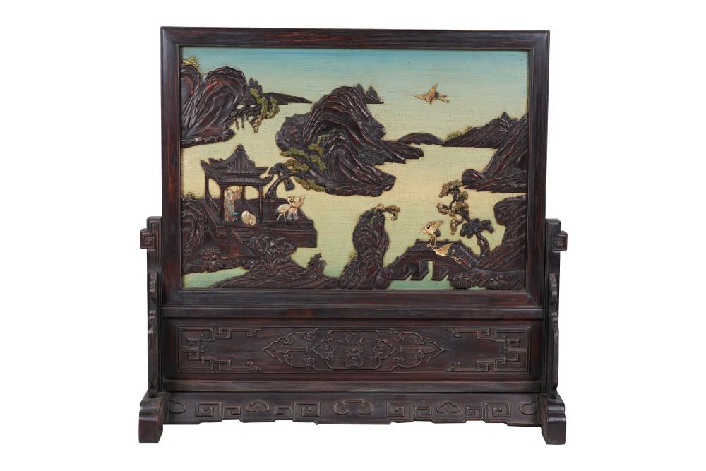 CHINESE HARDSTONE INLAID SCREENwith 335e61