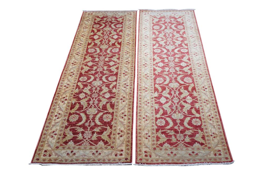 PAIR OF PAKISTANI RED & BEIGE FIELD