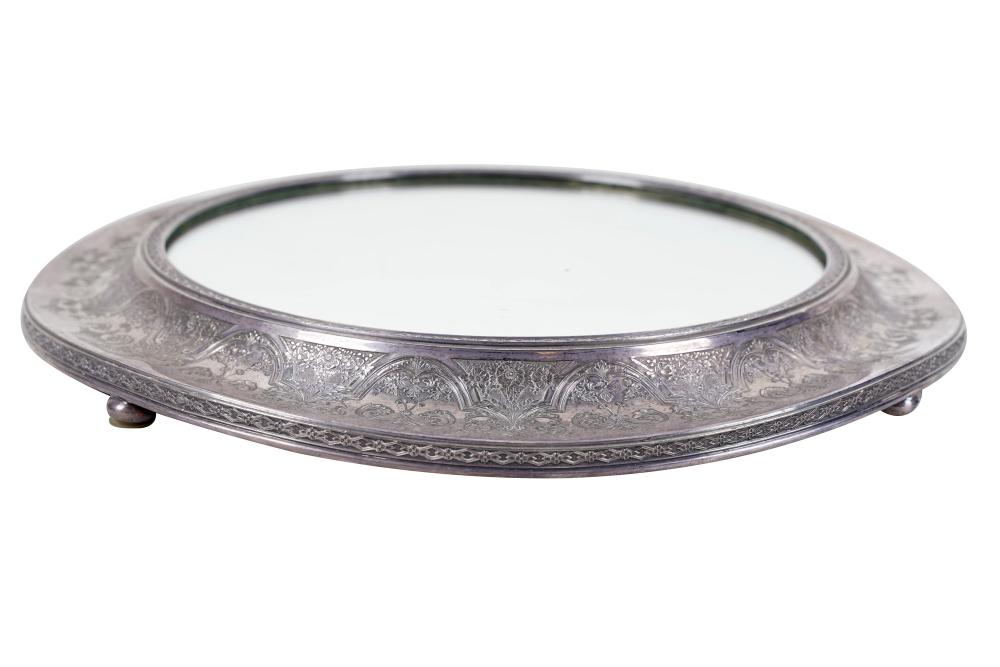 SILVERPLATED MIRROR PLATEAU15 inches 335ecb