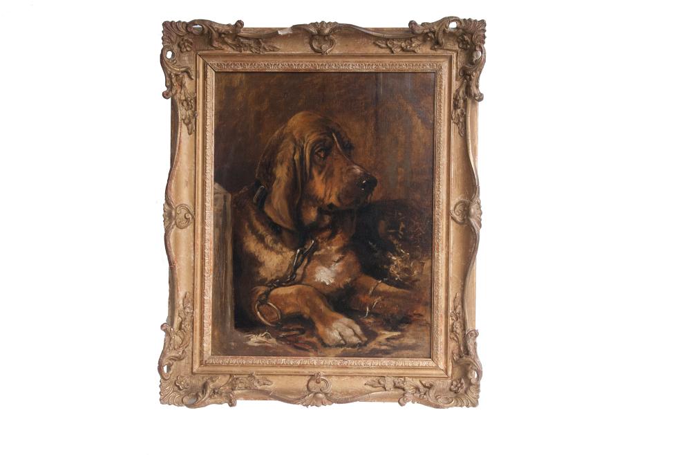 R H MOORE BLOOD HOUND oil on 335f41