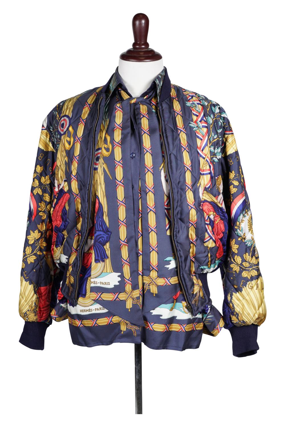 HERMES SILK BOMBER JACKET BLOUSE  335f7a