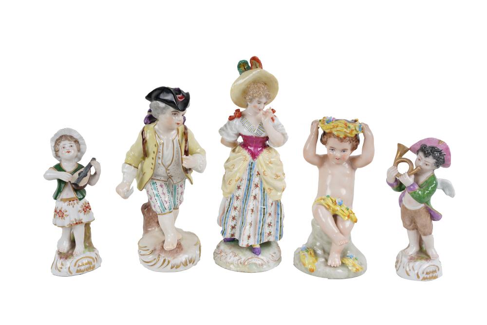 FIVE CONTINENTAL PORCELAIN FIGURINESwith