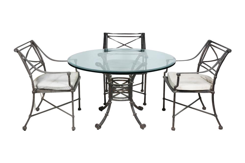 IRON PATIO TABLE & FOUR CHAIRSthe