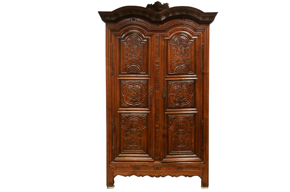 FRENCH CARVED WALNUT ARMOIRECondition: