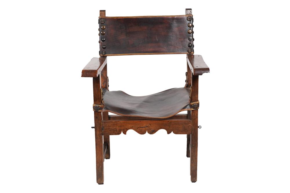 SPANISH WALNUT LEATHER HALL CHAIRCondition  335ff1