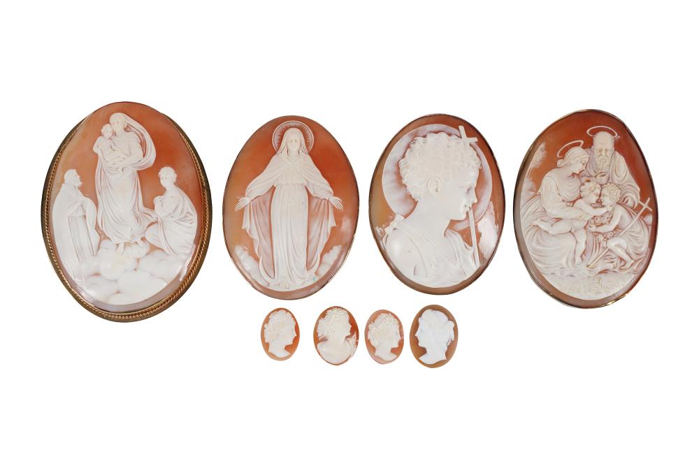 FOUR LARGE CAMEO PINStogether with