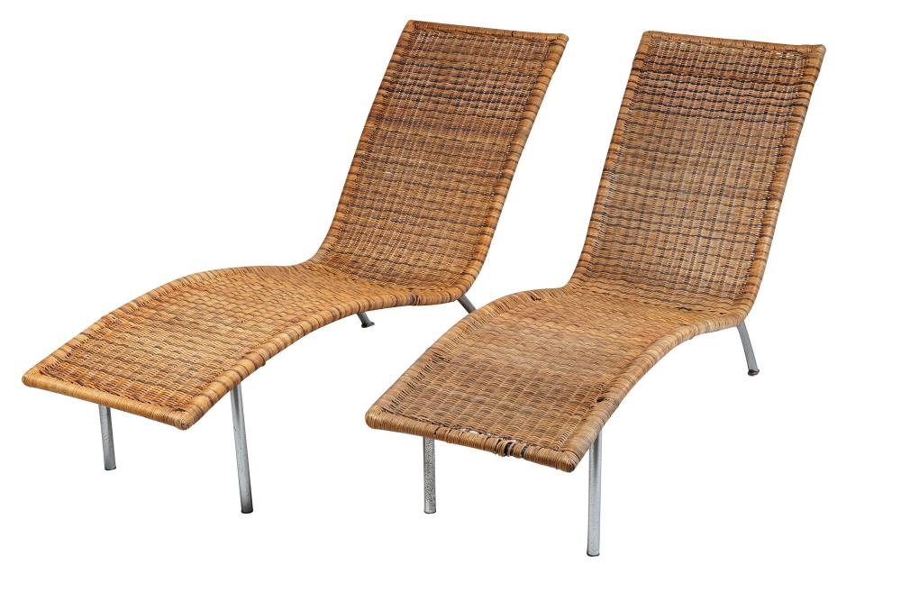 PAIR OF CONTEMPORARY WICKER & METAL