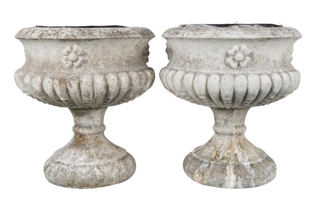 PAIR OF CAST STONE FOOTED PLANTERS18 336091