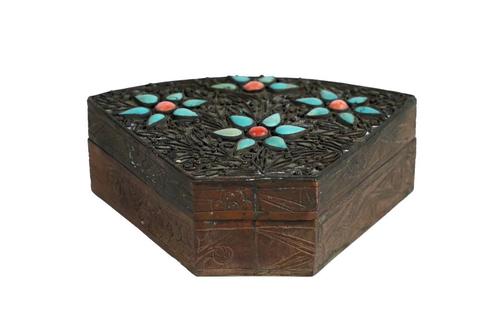 CHINESE SILVER TURQUOISE INLAID 3360e3