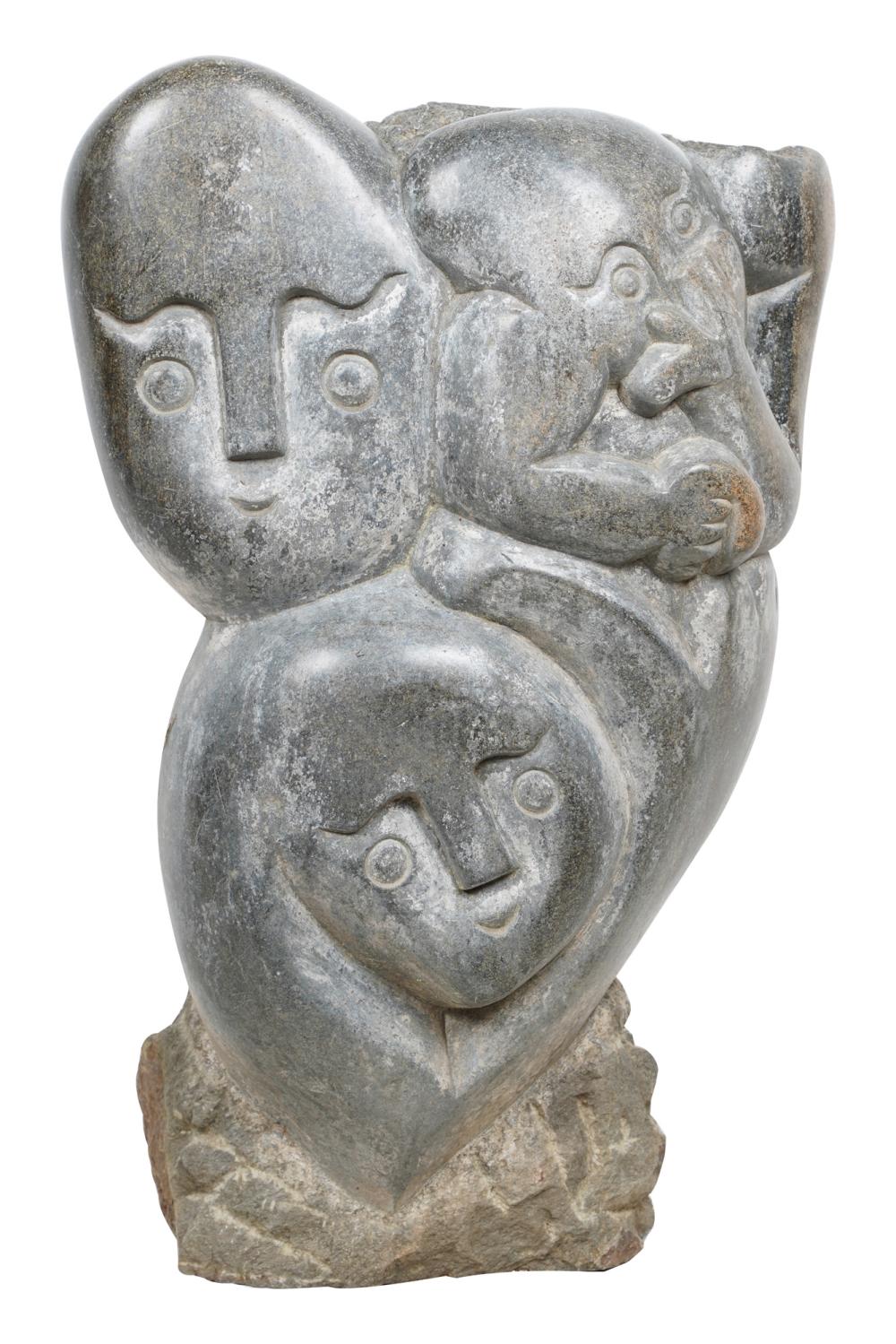 STONE CARVING OF THREE FACES16 inches