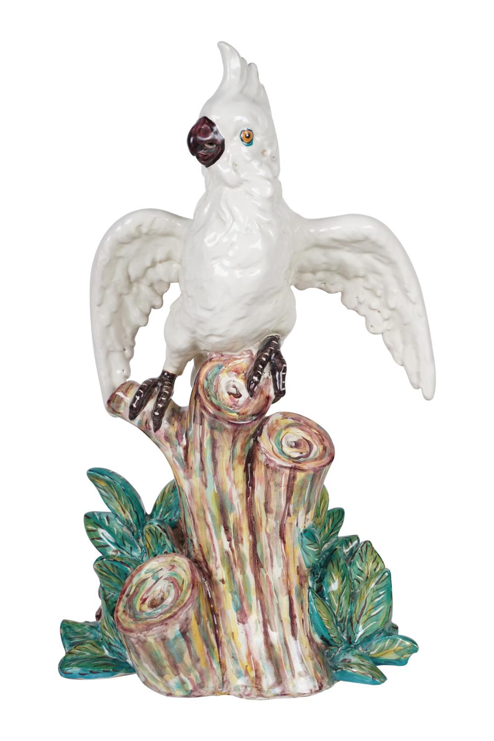 LARGE FAIENCE PORCELAIN COCKATOO25 1/2