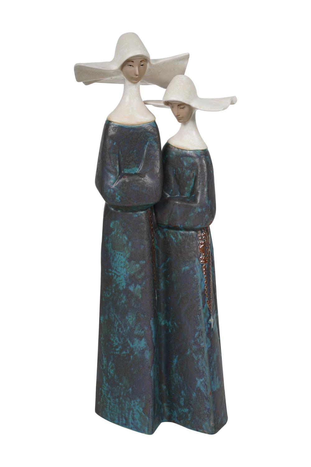 LLADRO FIGURE OF TWO NUNS13 1/2 inches