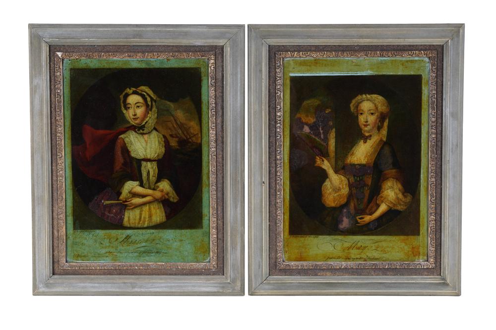 PAIR OF REVERSE PAINTED PORTRAITSProvenance  336153