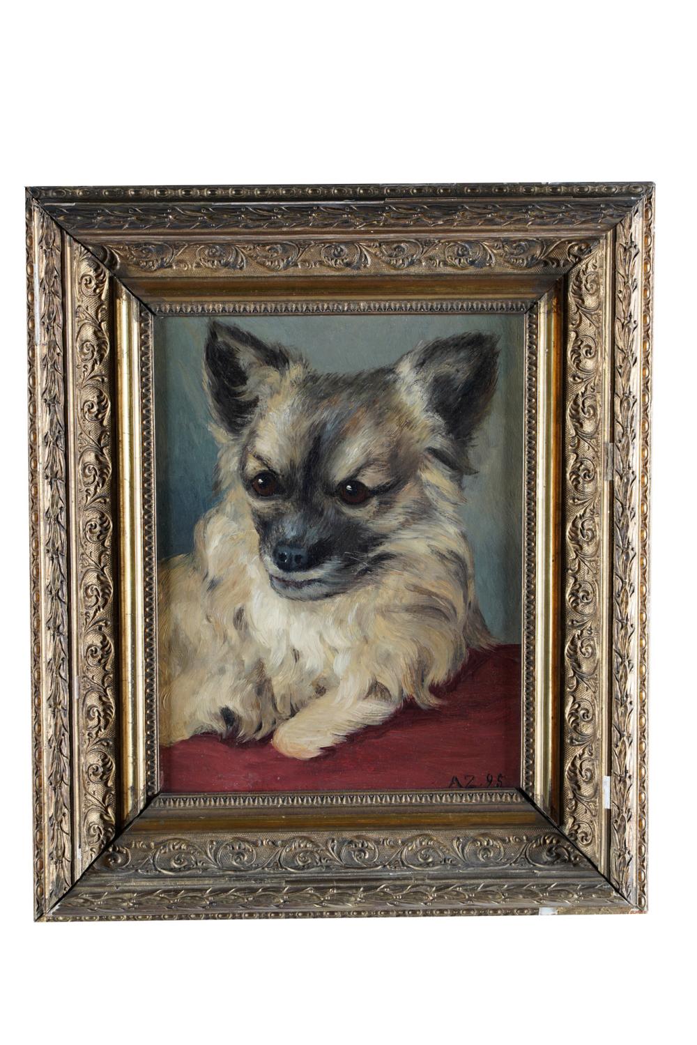 PORTRAIT OF A DOGoil on board signed