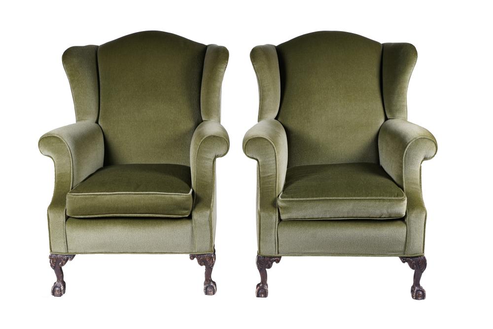 PAIR OF CHIPPENDALE STYLE UPHOLSTERED
