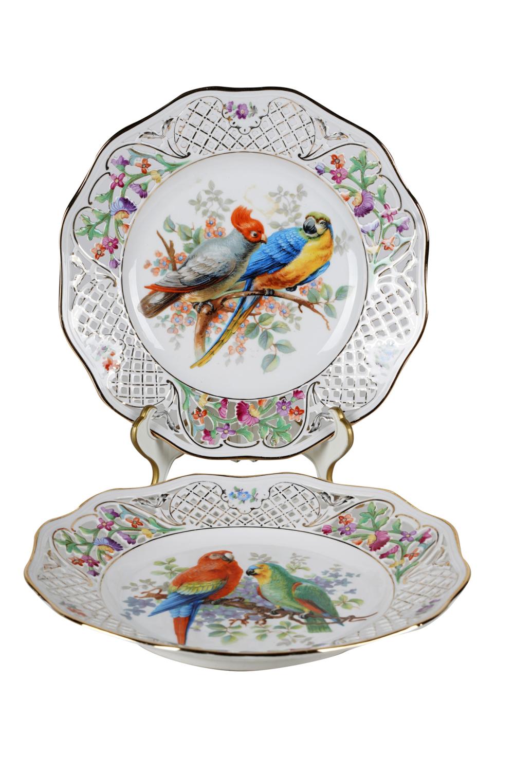 PAIR OF BAVARIAN PORCELAIN RETICULATED