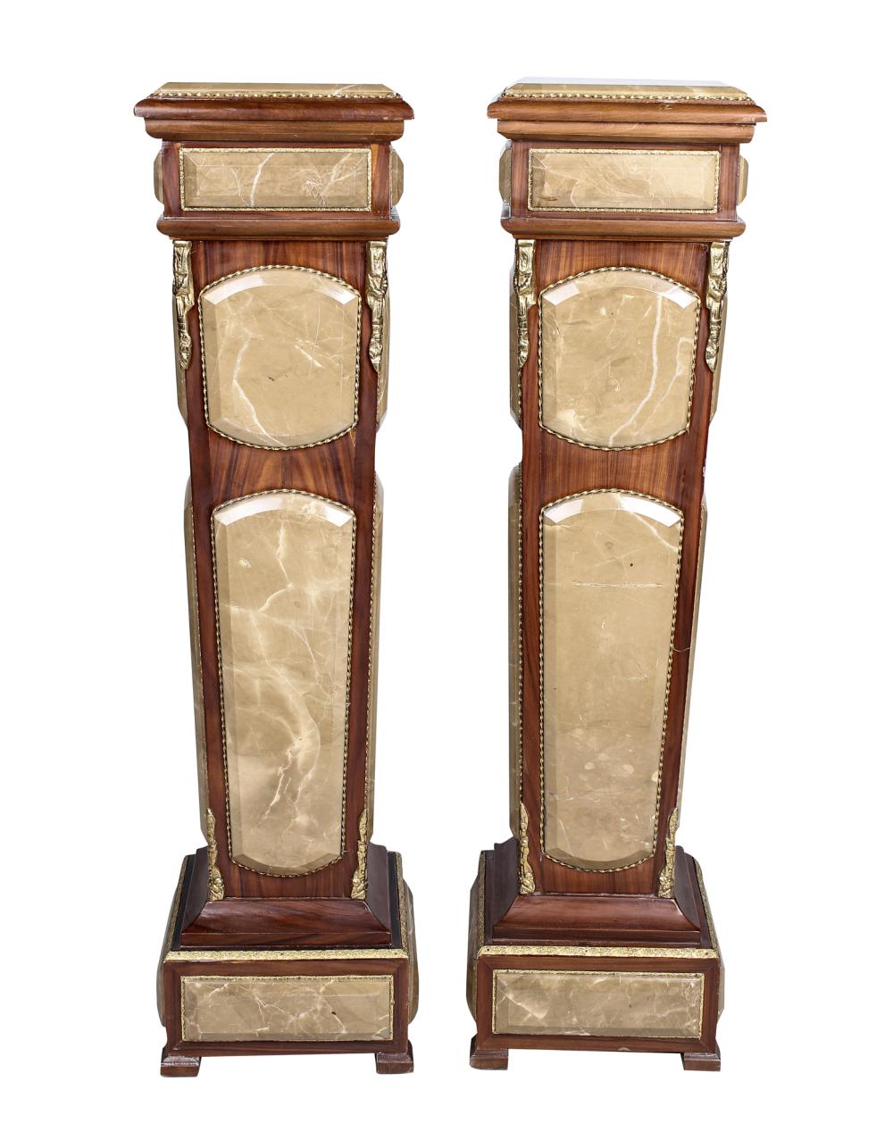 PAIR OF MAHOGANY MARBLE INLAID 33621b