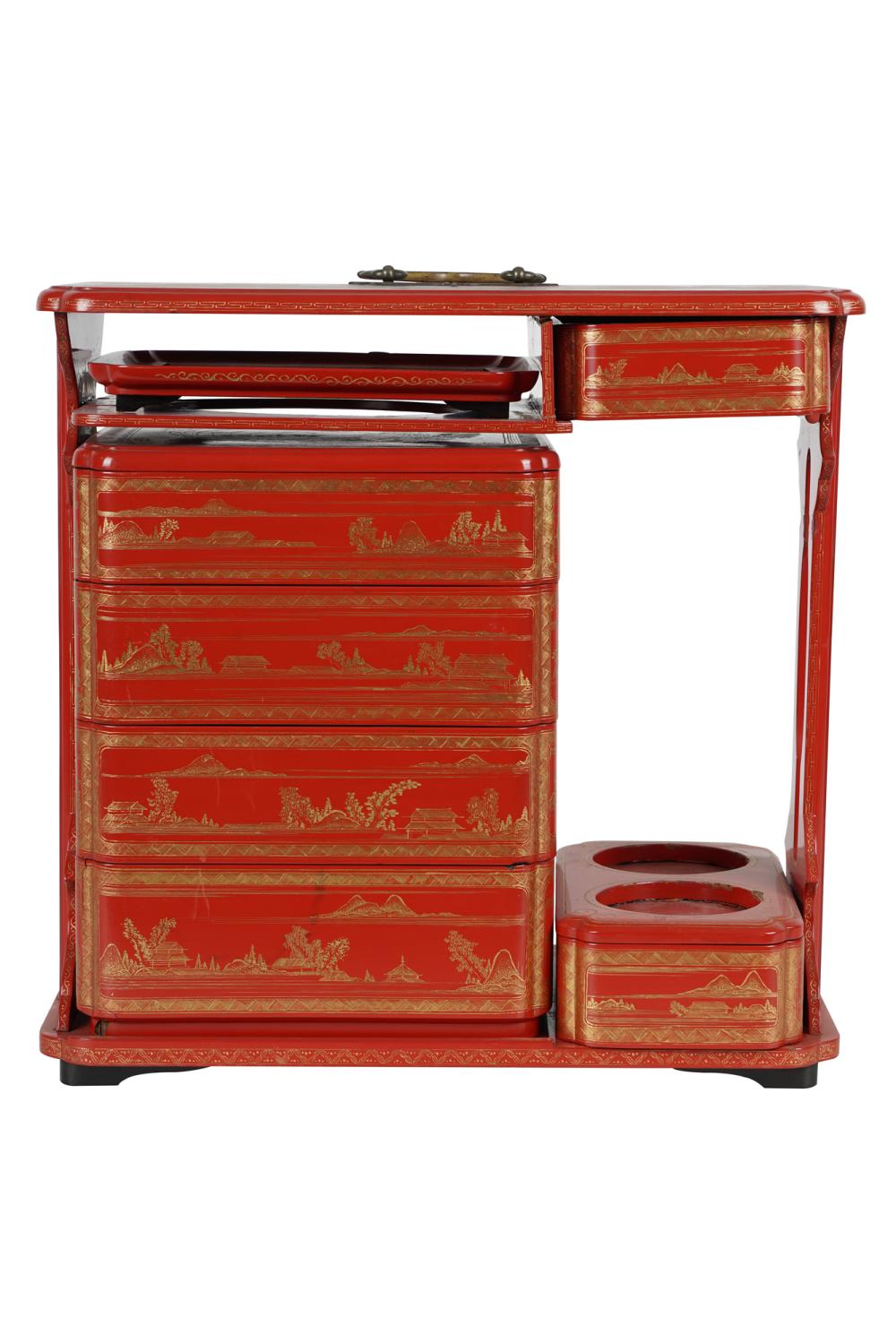 JAPANESE RED GILT LACQUERED STACK 33622e