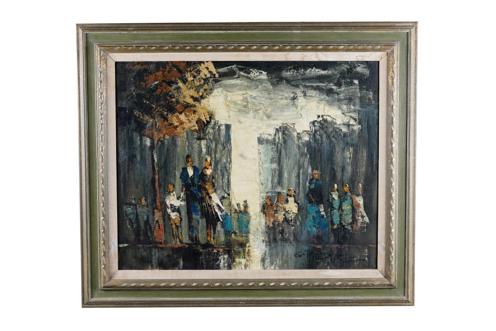 G PIERRE STREET SCENE WITH FIGURES oil 33622f