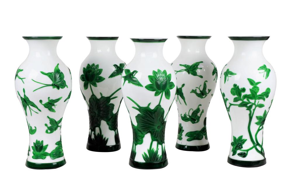 SET OF FIVE CHINESE GREEN WHITE 3362b2