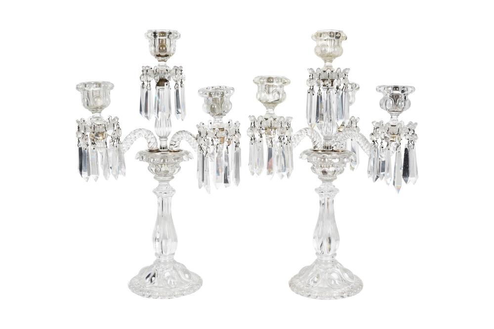 PAIR OF BACCARAT MOLDED GLASS CANDELABRAProvenance: