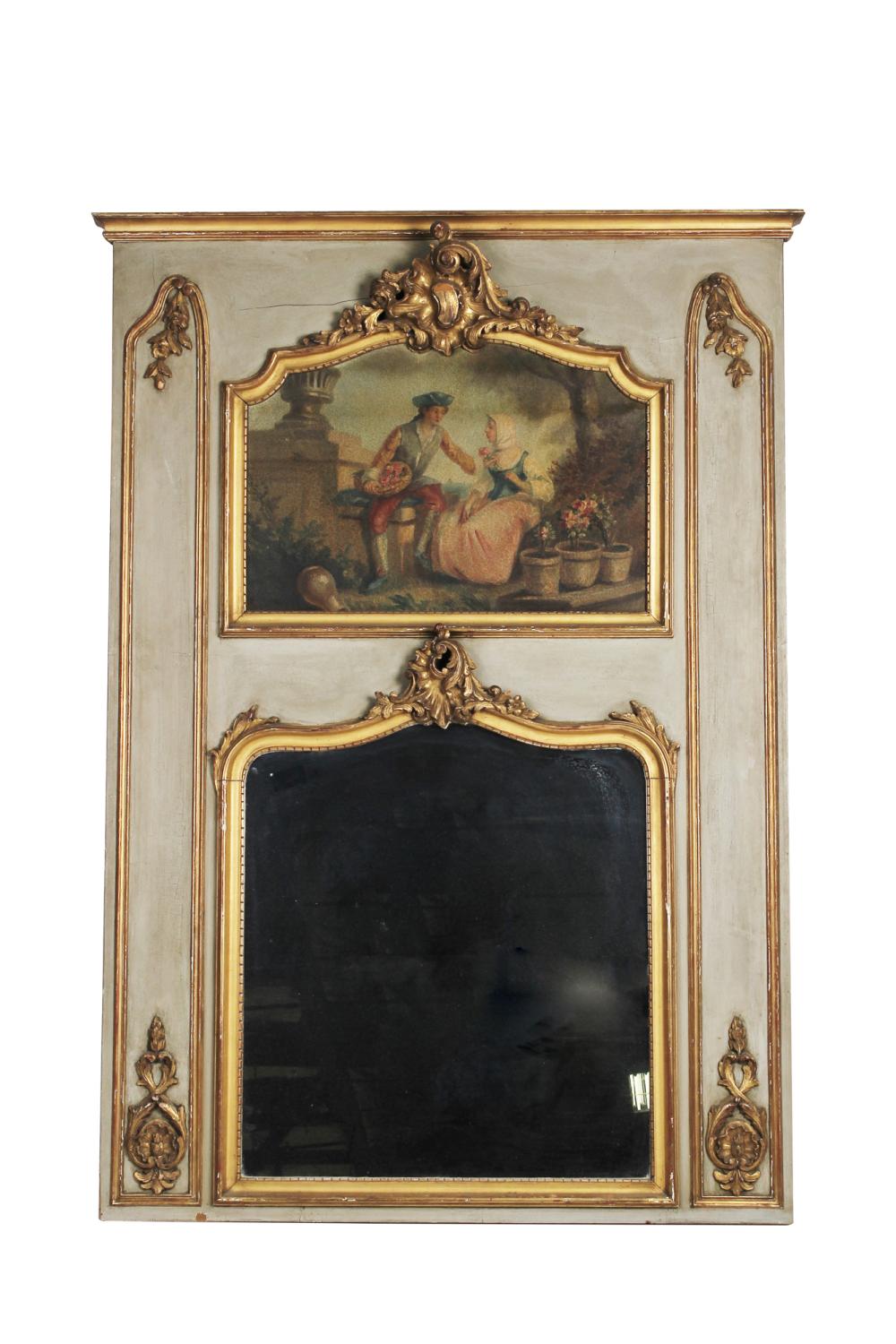 FRENCH PAINTED PARCEL GILT TRUMEAU 3362e7