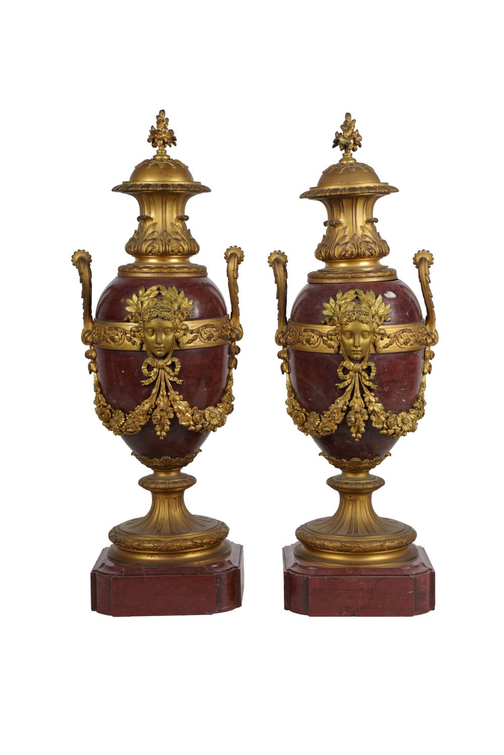 PAIR OF ROUGE MARBLE GILT BRONZE 336311
