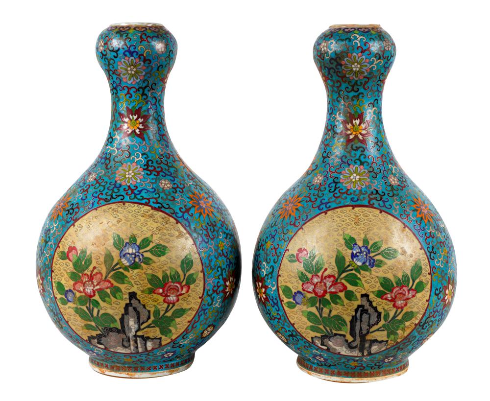 PAIR OF CHINESE OVAL CLOISONNE