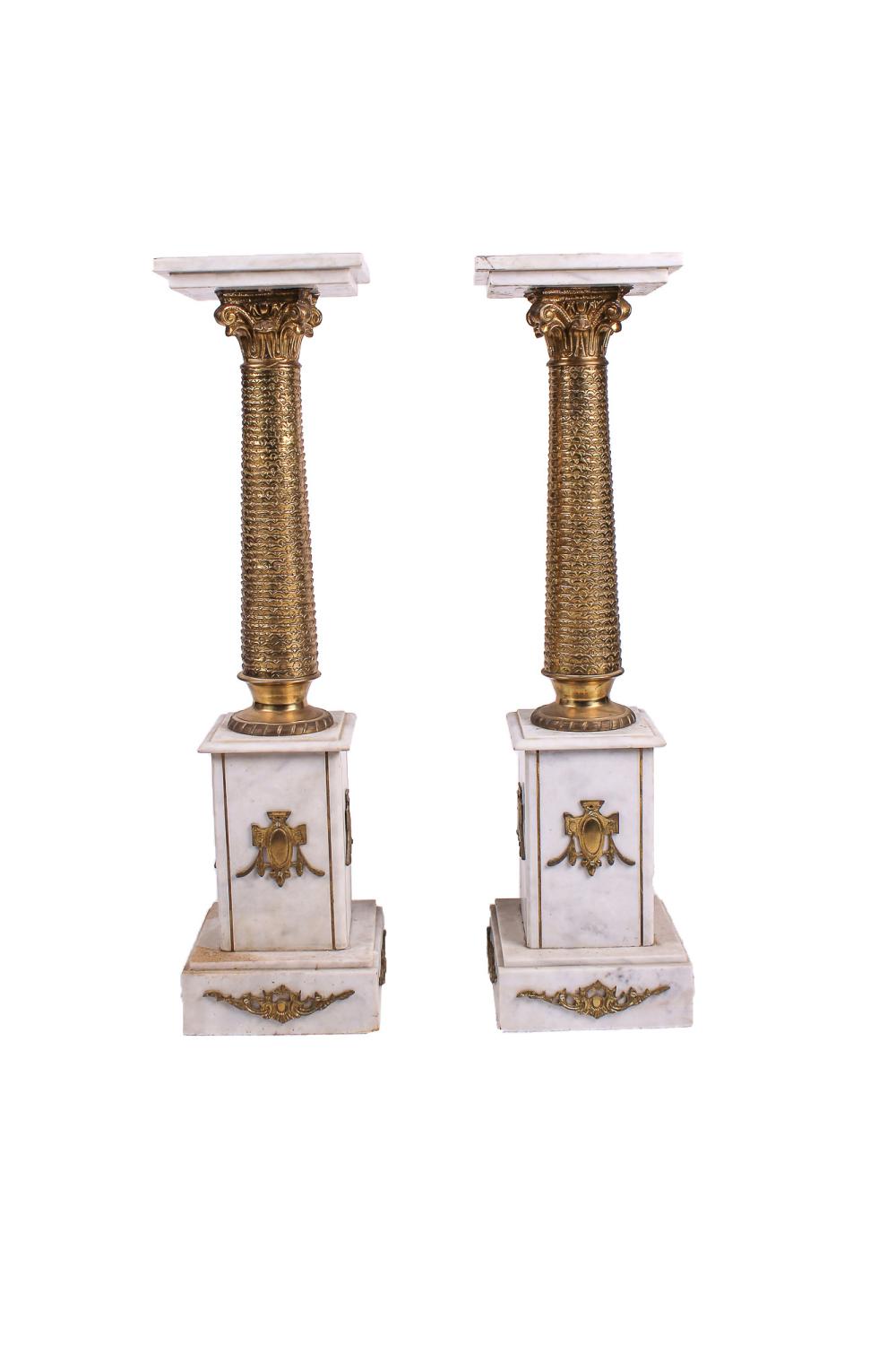 PAIR OF MARBLE GILT BRONZE PEDESTALS46 336334