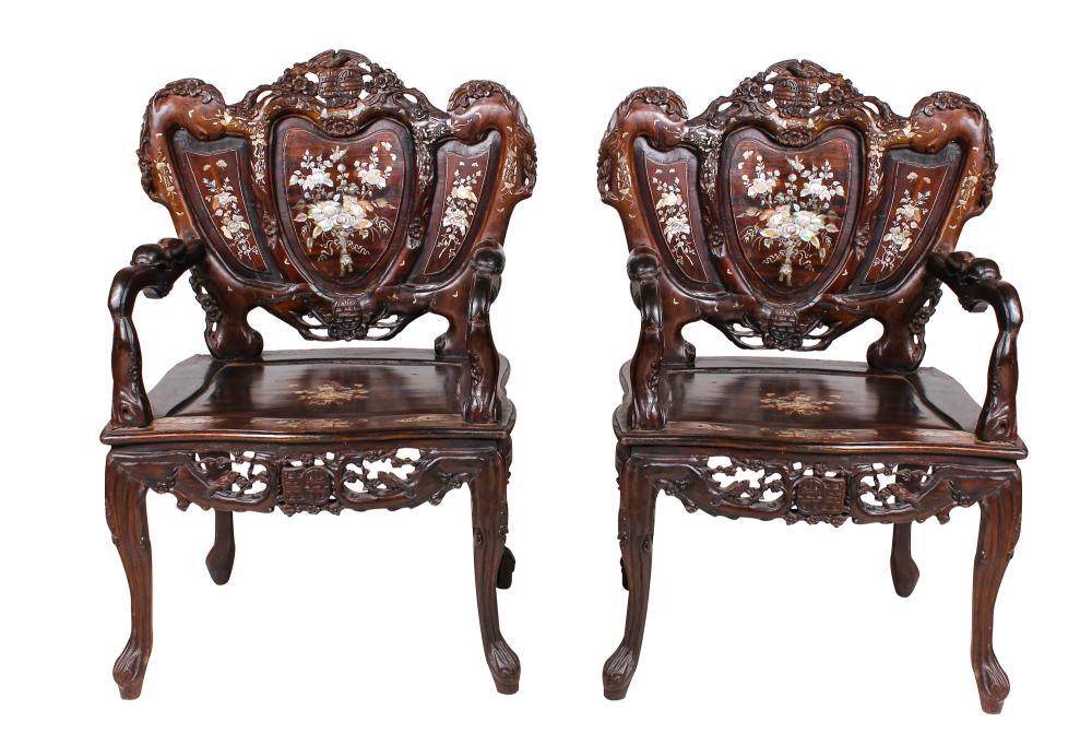 PAIR OF INLAID CHINESE ARMCHAIRSCondition  33634a