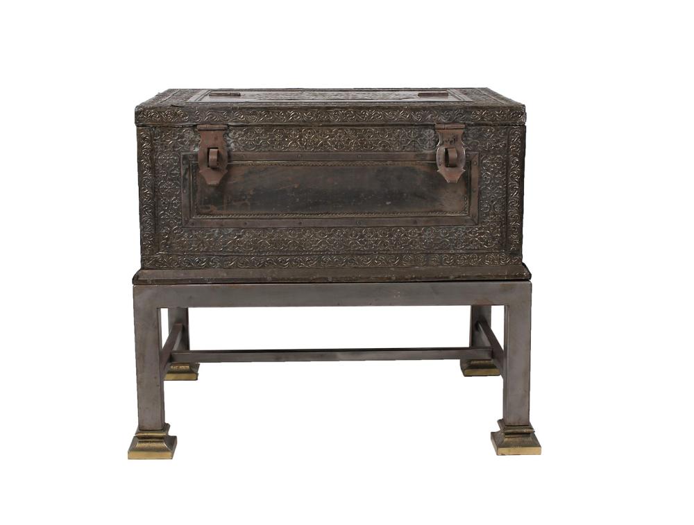 REPOUSSE BRASS & METAL TRUNK ON