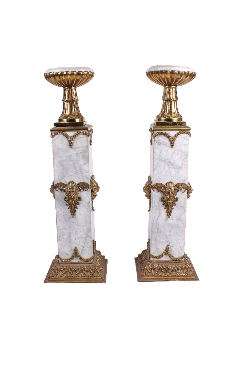 PAIR OF MARBLE GILT BRONZE PEDESTAL 336351