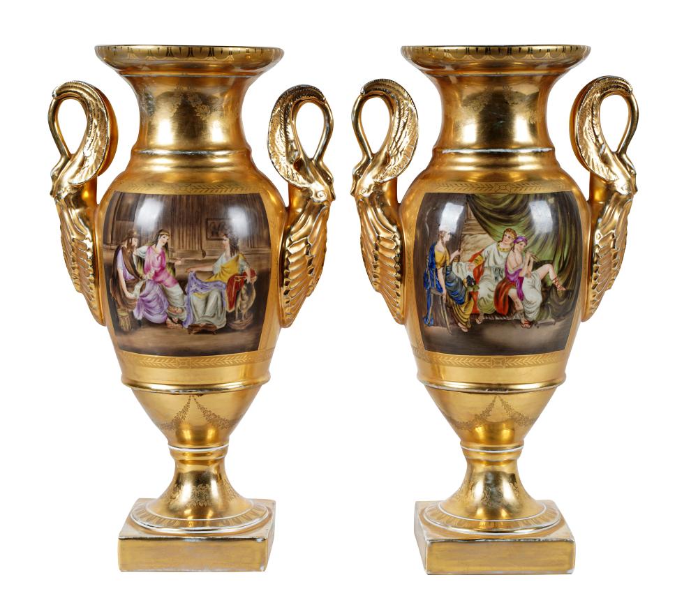 PAIR OF KPM STYLE PORCELAIN VASESCondition: