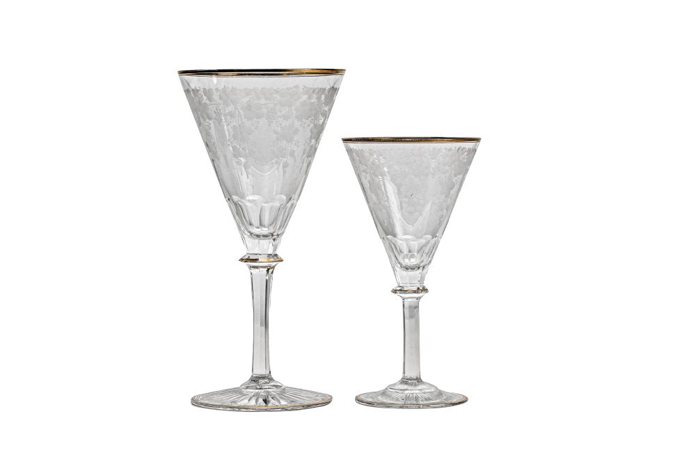 SET OF GILT FLORAL ETCHED STEMWAREcomprising 336361