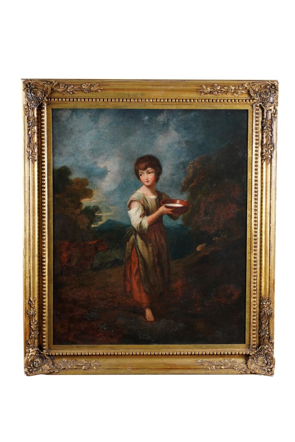 YOUNG GIRL WITH BOWLoil on canvas,