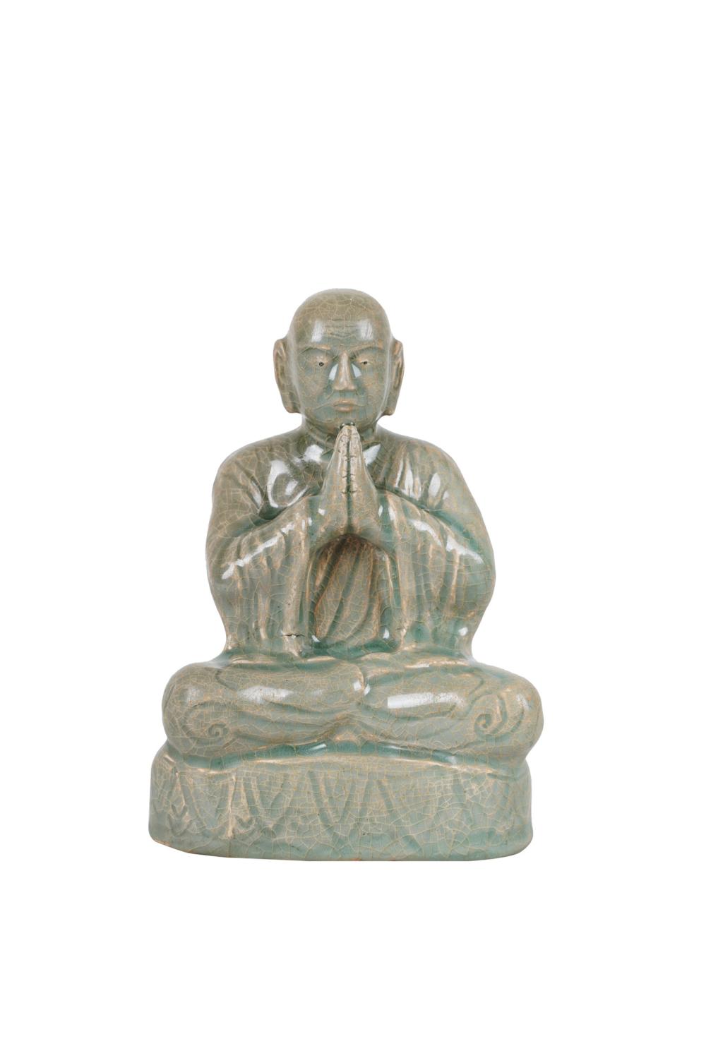 CELADON GLAZED PORCELAIN BUDDHACondition: