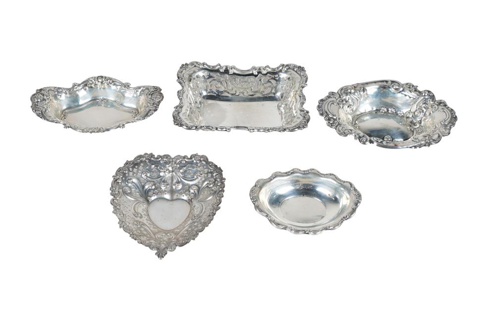 GROUP OF FIVE STERLING NUT DISHESone 33637c