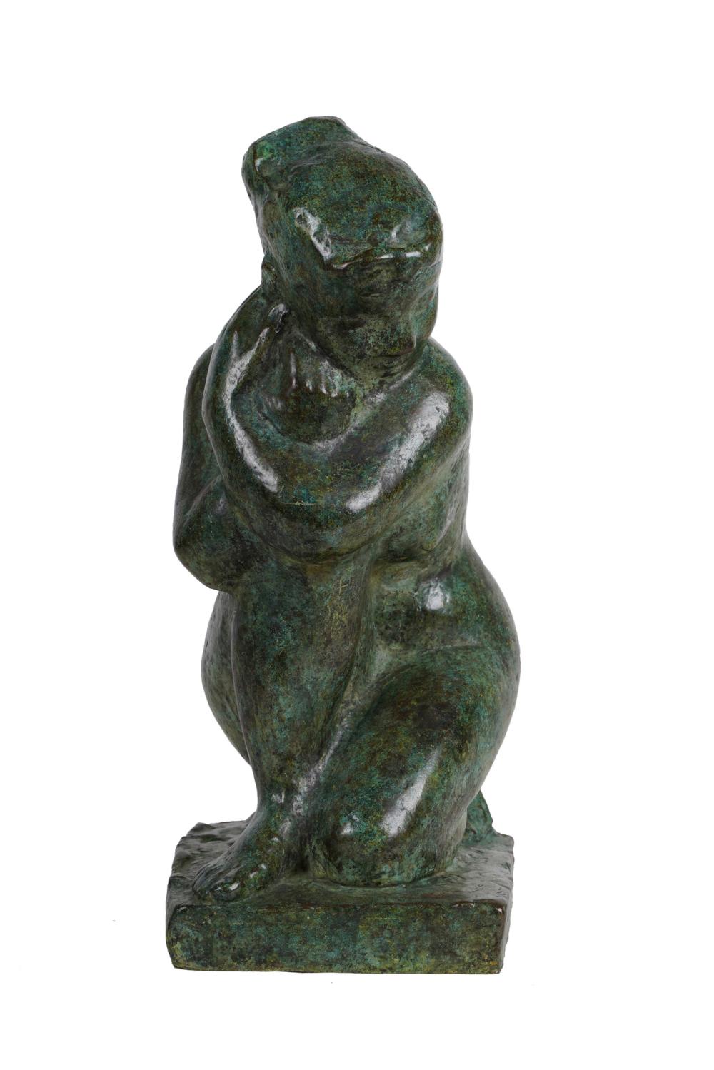 GUY CHARLES REVOL CROUCHING NUDE bronze 33639a