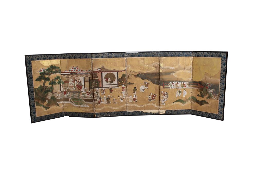 CHINESE SIX PANEL TABLE SCREENink 33639c