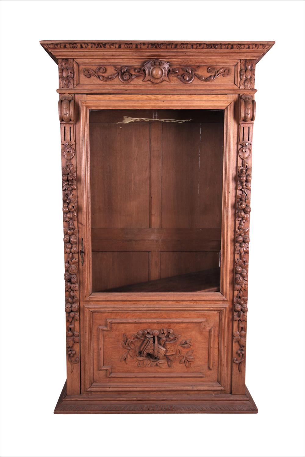 CARVED WALNUT GLASS FRONT BOOKCASEwith 3363e6