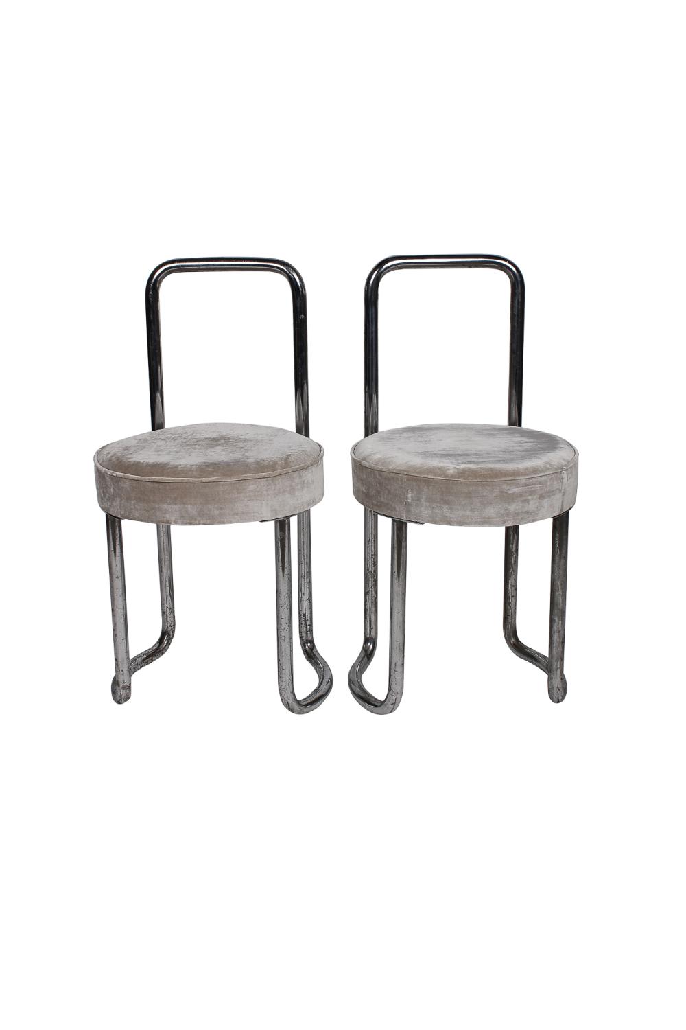 PAIR OF DECO STYLE CHROMED METAL 33642a