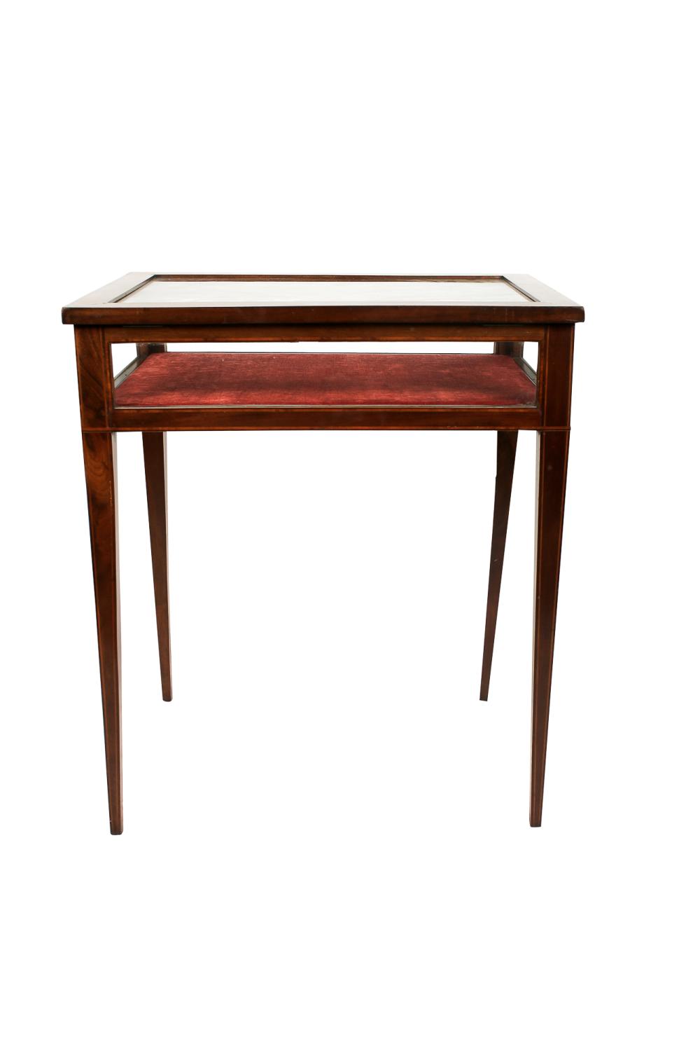 MAHOGANY VITRINE TABLE26 inches wide;